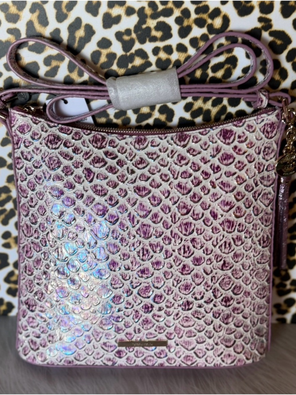 HARDTOFIND Brahmin Katie Floralite Crossbody Purple Iridescent Glow Tassel NWT - Picture 5 of 14